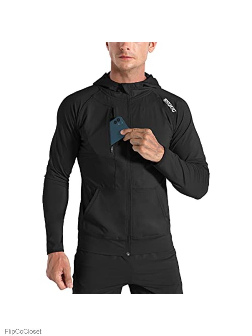 Mens Lightweight Windbreak Running Jacket Zip Up Hoodie Athletic